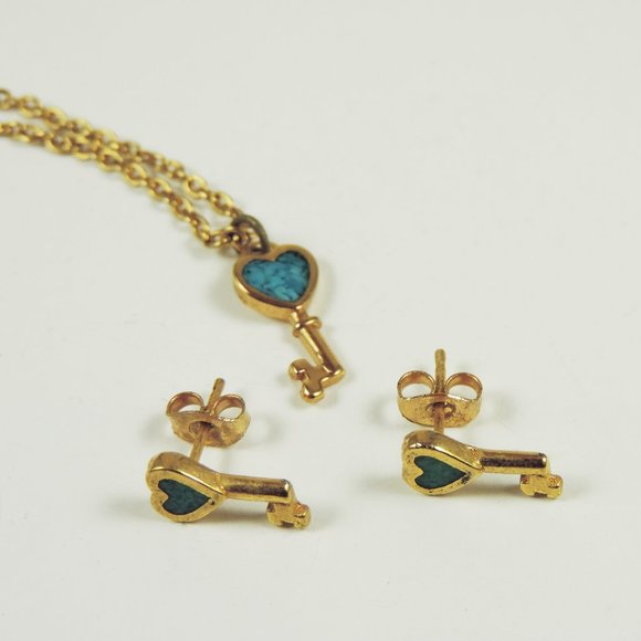 Vintage | Gold Tone Pendant and Earrings Set - Picture 1 of 2